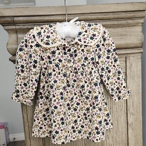 Zara Cream Floral Baby Dress with Blue and Purple Accents